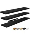 Sorbus Set Of 3 Extra-large Floating Shelves In Black