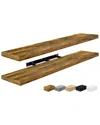 Sorbus Set Of 3 Extra-large Floating Shelves In Brown