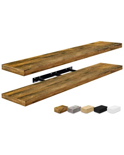 Sorbus Set Of 3 Extra-large Floating Shelves In Brown