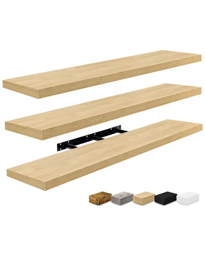 Sorbus Set Of 3 Extra-large Floating Shelves In Brown