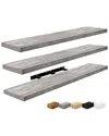Sorbus Set Of 3 Extra-large Floating Shelves In Gray