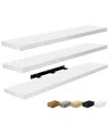 Sorbus Set Of 3 Extra-large Floating Shelves In White