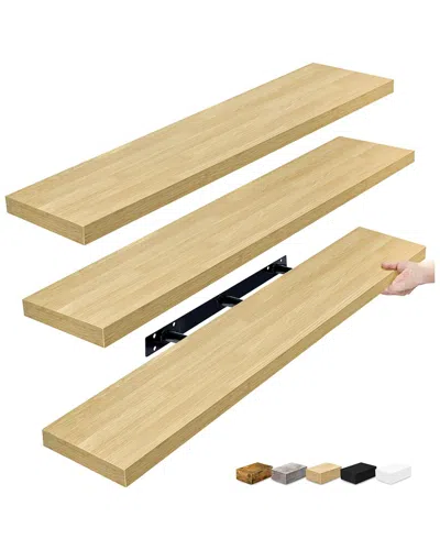 Sorbus Set Of 3 Extra-large Floating Shelves In Brown