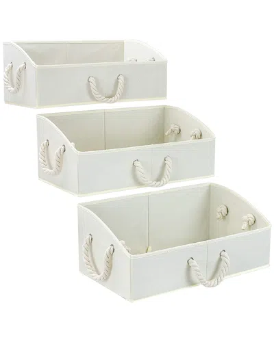 Sorbus Set Of 3 Fabric Storage Baskets With Cotton Rope In Neutral