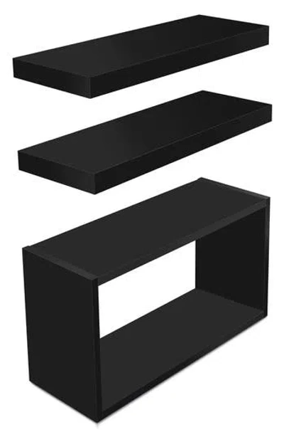 Sorbus Set Of 3 Floating Shelves In Black