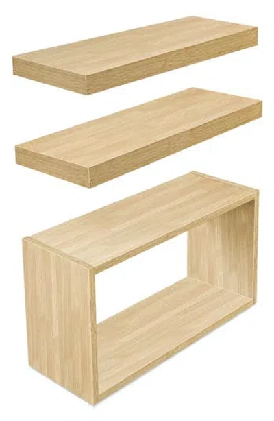 Sorbus Set Of 3 Floating Shelves In Brown
