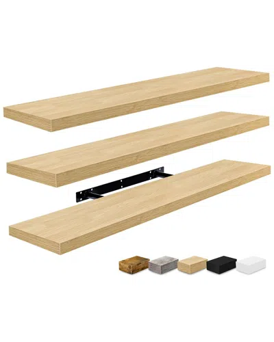 Sorbus Set Of 3 Extra-large Floating Shelves In Neutral