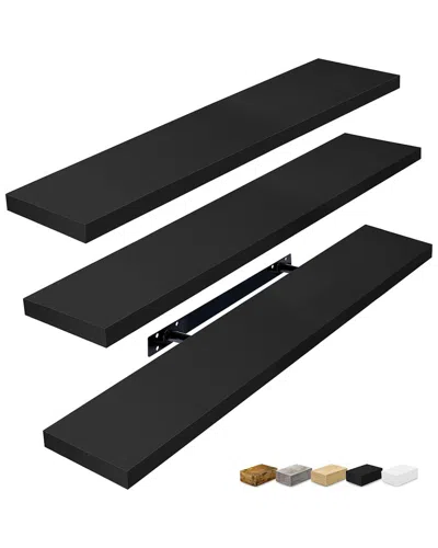 Sorbus Set Of 3 Long Floating Shelves In Black