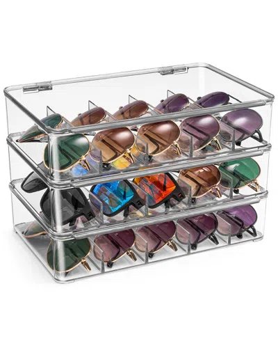 Sorbus Set Of 3 Sunglasses Organizer In Silver