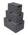 Sorbus Set Of 3 Weave Stackable Basket Set In Gray