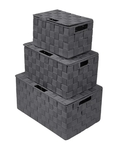 SORBUS SORBUS SET OF 3 WEAVE STACKABLE BASKET SET