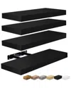 Sorbus Set Of 4 16in Floating Shelves In Black