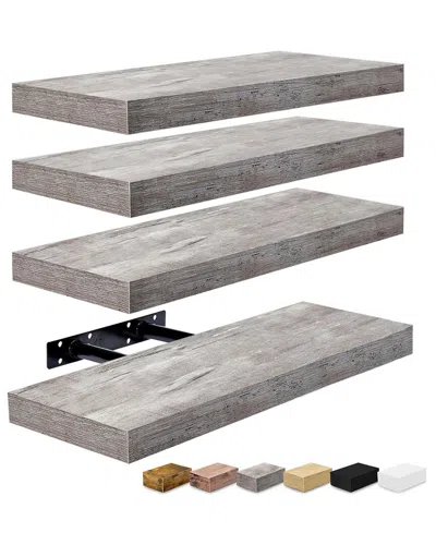 Sorbus Set Of 4 16in Floating Shelves In Gray