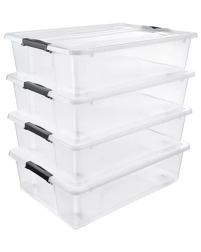 Sorbus Set Of 4 40qt Underbed Bins With Lids & Handles In Transparent