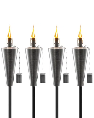 Sorbus Set Of 4 5ft Outdoor Torches In Gray