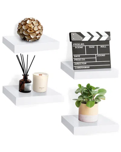 Sorbus Set Of 4 9in Square Floating Shelves In White