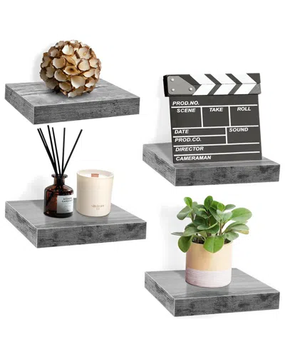 Sorbus Set Of 4 9in Square Floating Shelves In Gray
