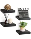 Sorbus Set Of 4 9in Square Floating Shelves In Black