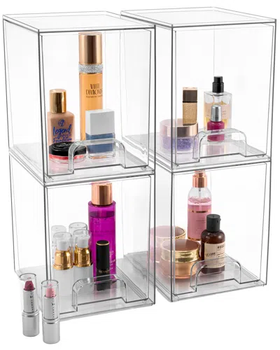 Sorbus Set Of 4 Acrylic Pull-out Tall Makeup Storage Containers In Transparent