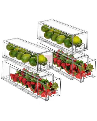 Sorbus Set Of 4 Clear Stackable Small Pullout Organizer Drawers In Transparent