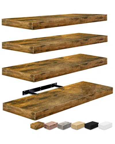 Sorbus Set Of 4 Floating Shelves In Brown