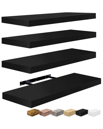 Sorbus Set Of 4 Floating Shelves In Black
