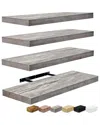 Sorbus Set Of 4 Floating Shelves In Gray