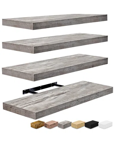 Sorbus Set Of 4 Floating Shelves In Gray