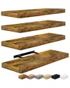 Sorbus Set Of 4 Floating Shelves In Brown
