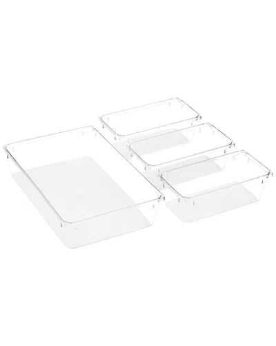 Sorbus Set Of 4 Makeup Vanity Organizers In Transparent