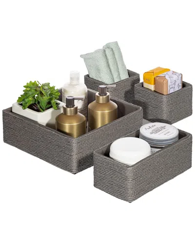 Sorbus Set Of 4 Rope Storage Baskets In Gray