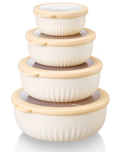 Sorbus Set Of 4 Round Stackable Food Storage Containers In Neutral