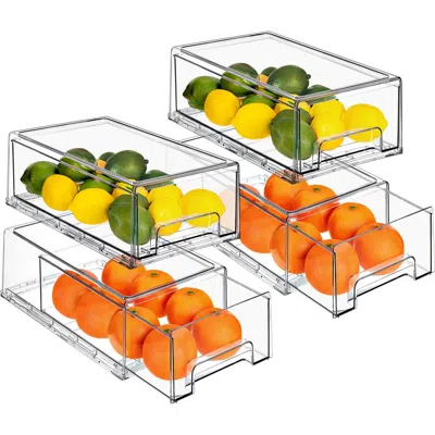 Sorbus Set Of 4 Stackable Fridge Bins In Transparent