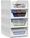 Sorbus Set Of 4 Stackable Small Shelf Organizers In White