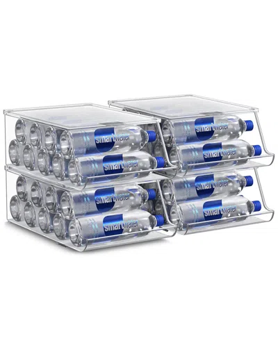 Sorbus Set Of 4 Stackable Water Bottle Organizer Bins In Transparent