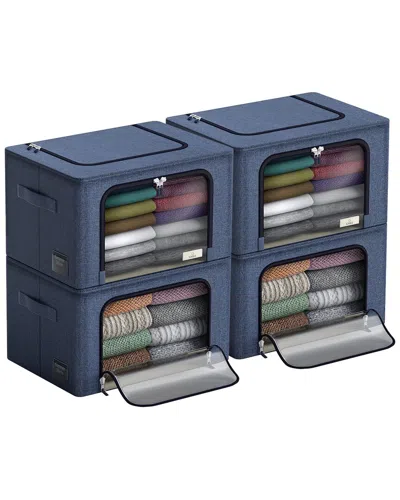 Sorbus Set Of 4 Storage Bins With Windows In Blue