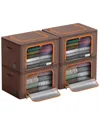 Sorbus Set Of 4 Storage Bins With Windows In Brown