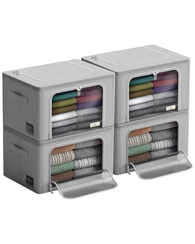Sorbus Set Of 4 Storage Bins With Windows In Gray
