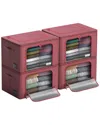 Sorbus Set Of 4 Large Storage Bins With Windows In Pink