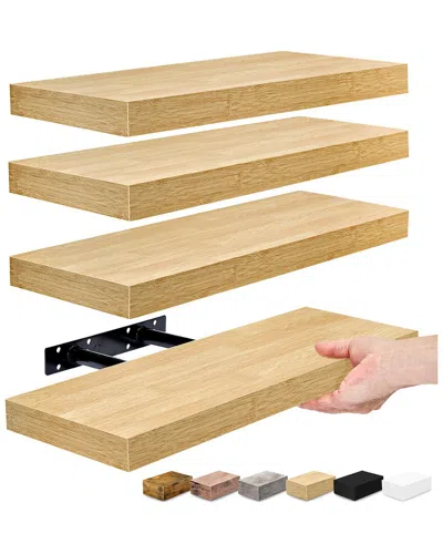 Sorbus Set Of 4 Wall Mounted Bookshelves In Brown