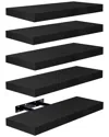Sorbus Set Of 5 Wall Mounted Floating Shelves In Black