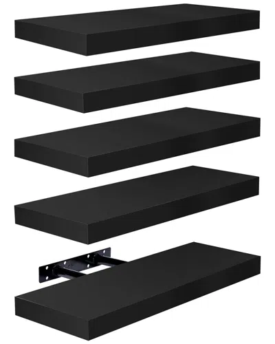 Sorbus Set Of 5 Wall Mounted Floating Shelves In Black