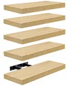 Sorbus Set Of 5 Wall Mounted Floating Shelves In Brown