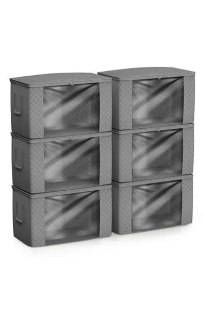 Sorbus Set Of 6 Foldable Storage Bins In Gray