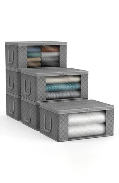 Sorbus Set Of 6 Foldable Storage Bins In Gray