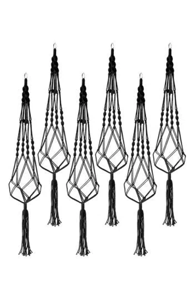 Sorbus Set Of 6 Macrame Plant Hangers In Black