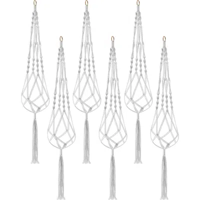 Sorbus Set Of 6 Macrame Plant Hangers In White
