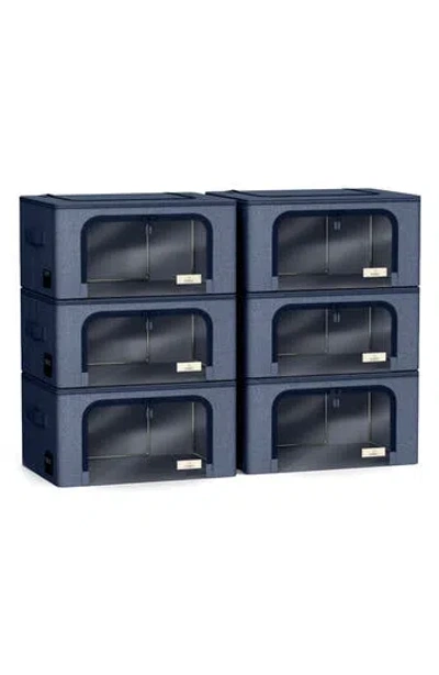 Sorbus Set Of 6 Small Foldable Storage Bins In Blue