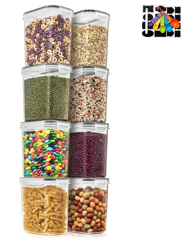 Sorbus Set Of 8 Food Storage Containers With Lids, Measuring Spoons & Labels In Transparent