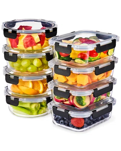 Sorbus Set Of 8 Glass Meal Prep Containers With Airtight Lids In Transparent
